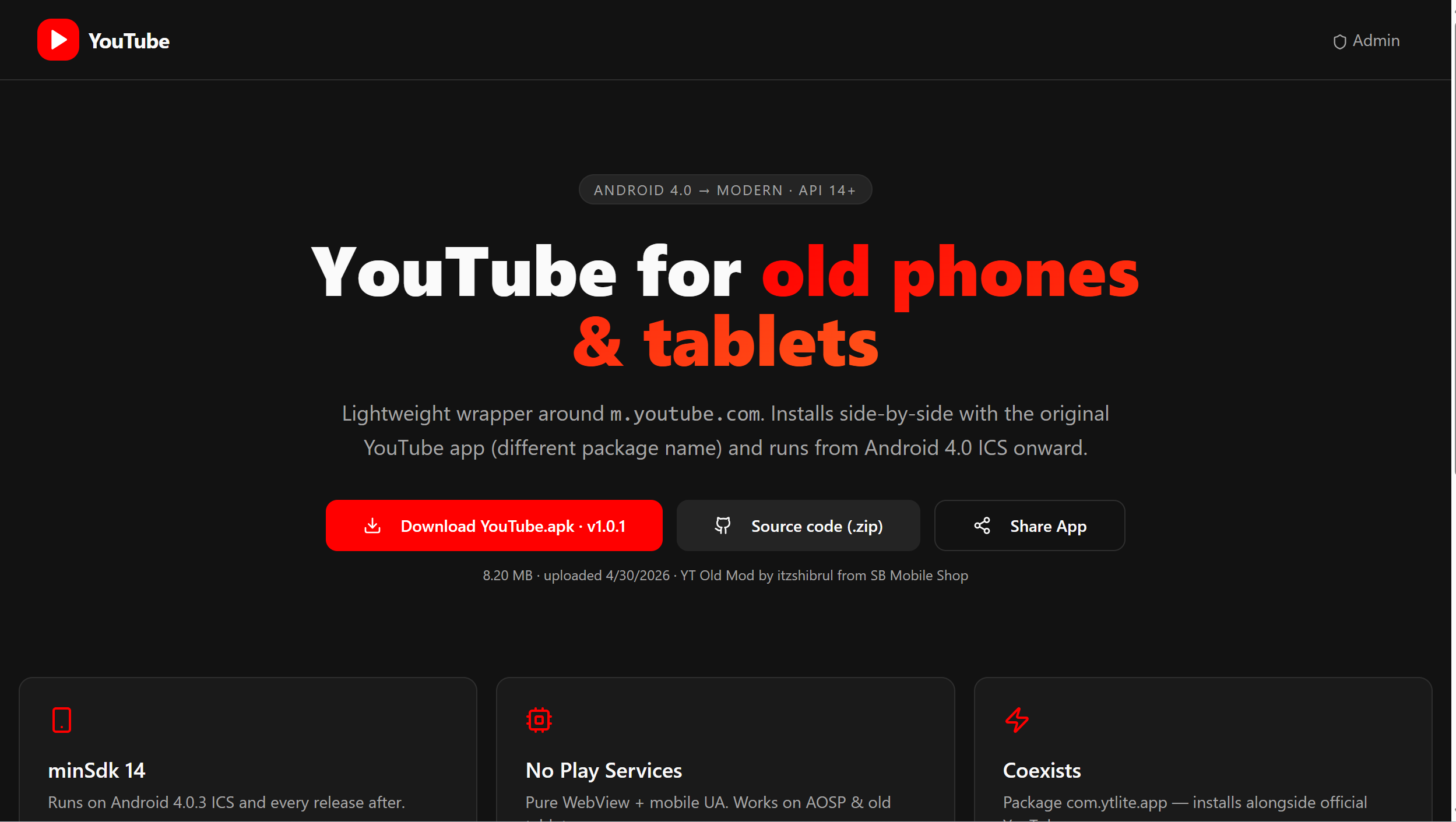 YT Old – লাইটওয়েট YouTube for Android 4.0+ | No Play Services